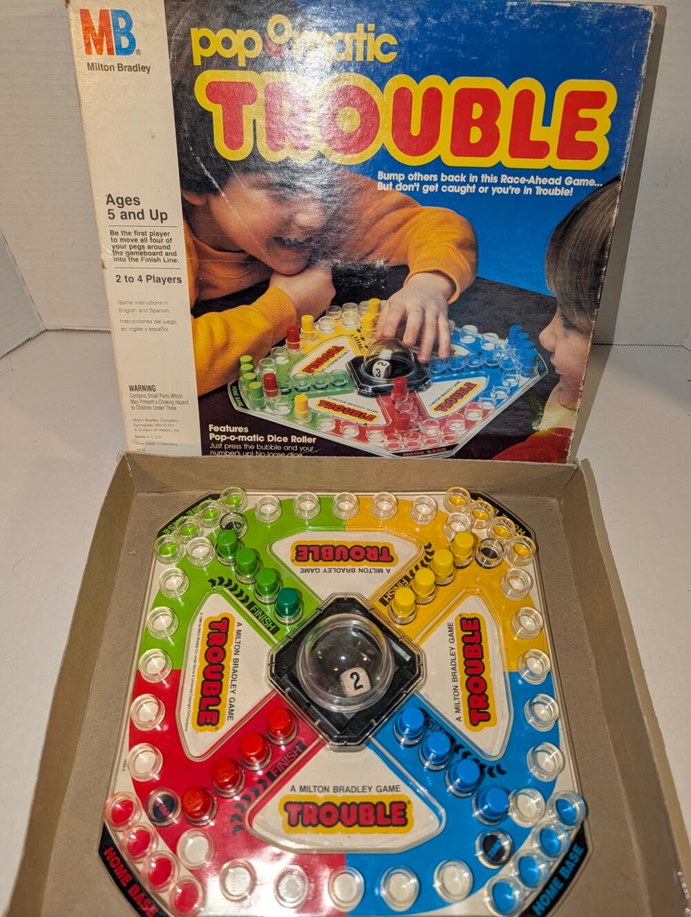 Vintage Pop O Matic Trouble Board Game 1986 Milton Bradley Missing Instructions